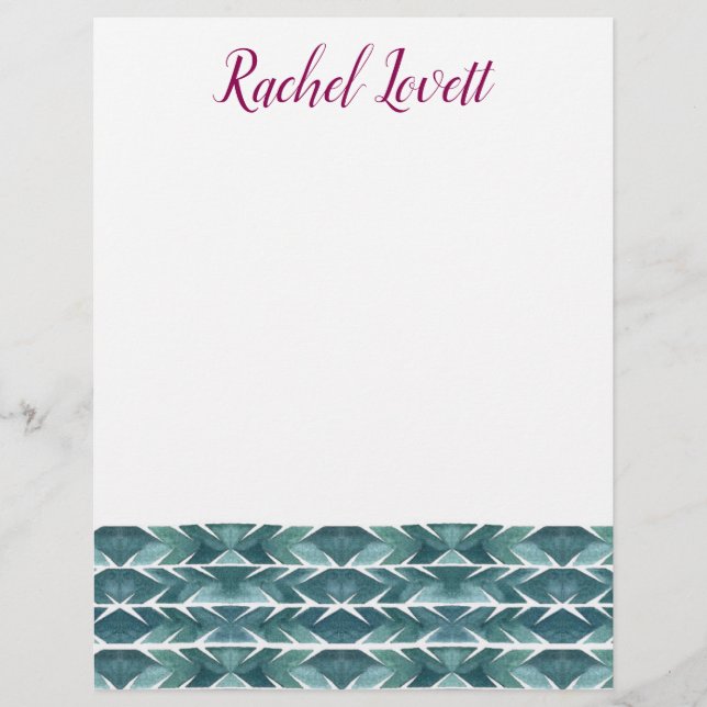 Membrete Letras de textura de cactus verdes (Anverso)