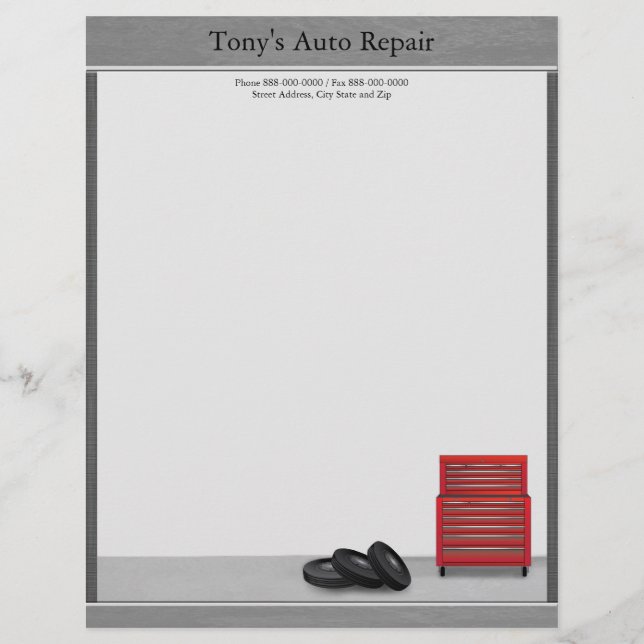 Membrete Letras de trabajo de reparación automática (Anverso)