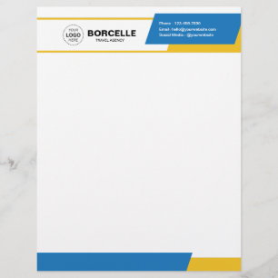 Membrete Letras de viaje Minimalistas azules y amarillas