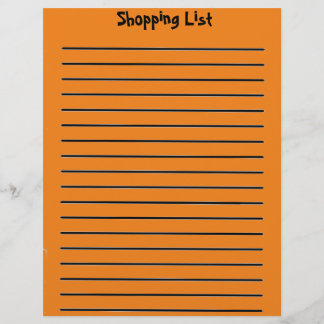 Membrete Letras del Naranja de la lista de compras