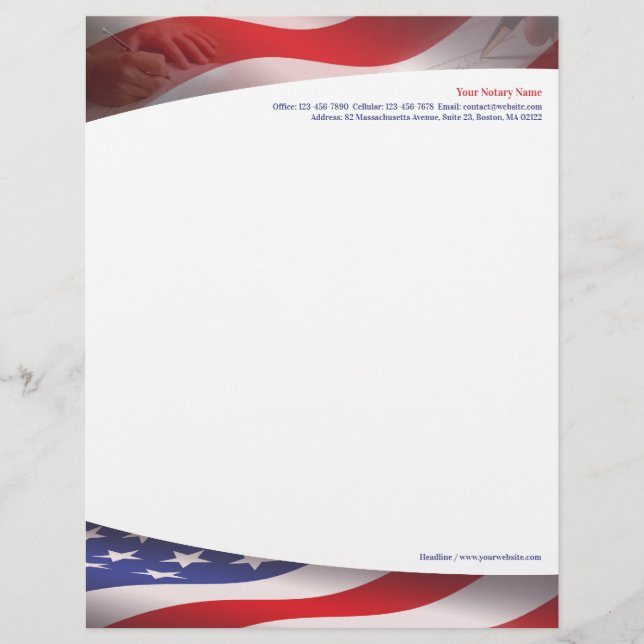 Membrete Letras del Notario Público de los Estados Unidos (Anverso)
