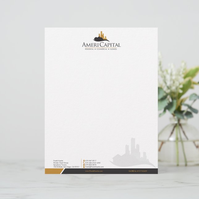 Membrete Letras inmobiliarias personalizado V2 (Anverso de pie)