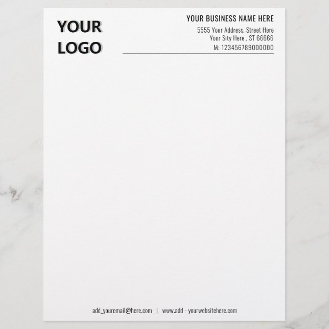 Membrete Letras personalizadas con el logotipo de su empres (Anverso)