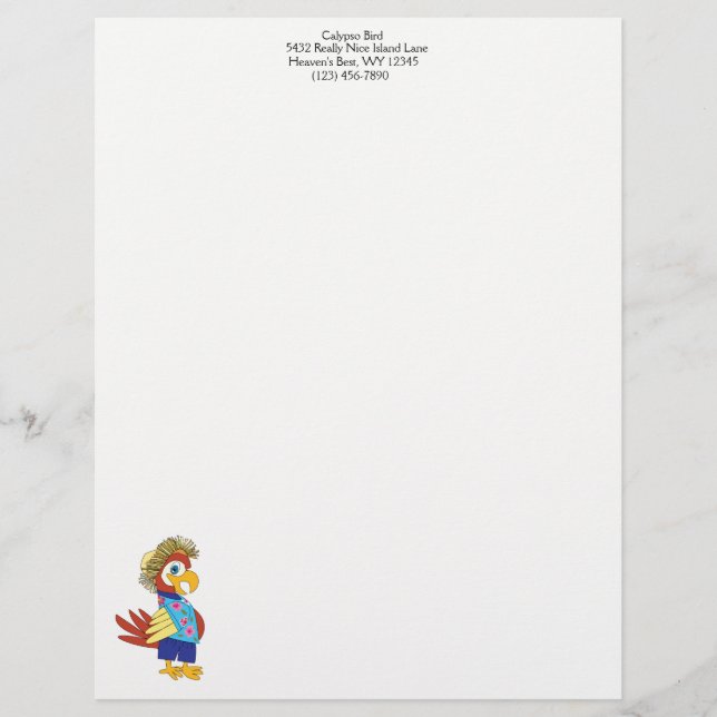 Membrete Letras personalizadas "Island Parrot" (Anverso)