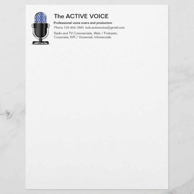 Membrete Letras profesionales de voz sobre el actor (Anverso)