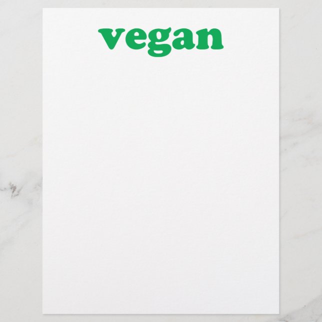 Membrete Letras verdes "veganas", fondo blanco (Anverso)