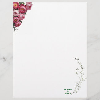 Membrete Letrero de bienvenida de boda floral rosa elegante