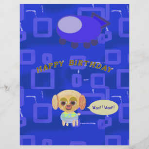Membrete Letrero De Cachorro Azul