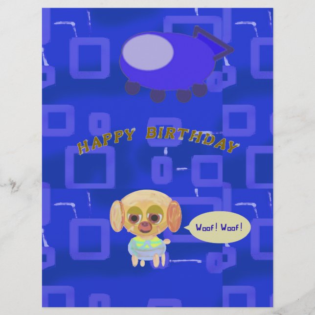 Membrete Letrero De Cachorro Azul (Anverso)