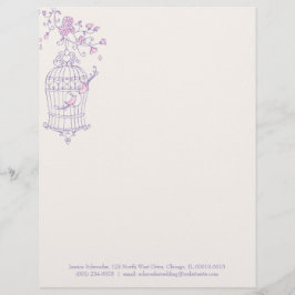 Membrete Letrero de jaulas rosadas moradas