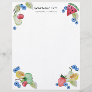 Membrete Letrero de lino de frutas de verano