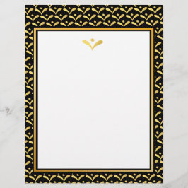 Membrete Letrero de oro y Relieve metalizado negro