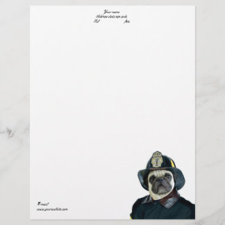Membrete Letrero de pug de bombero