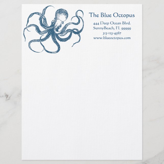 Membrete Letrero del pulpo azul (Anverso)