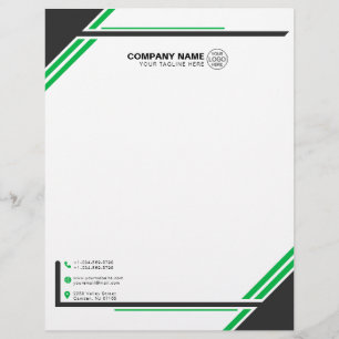 Membrete Letrero geométrico verde y negro moderno