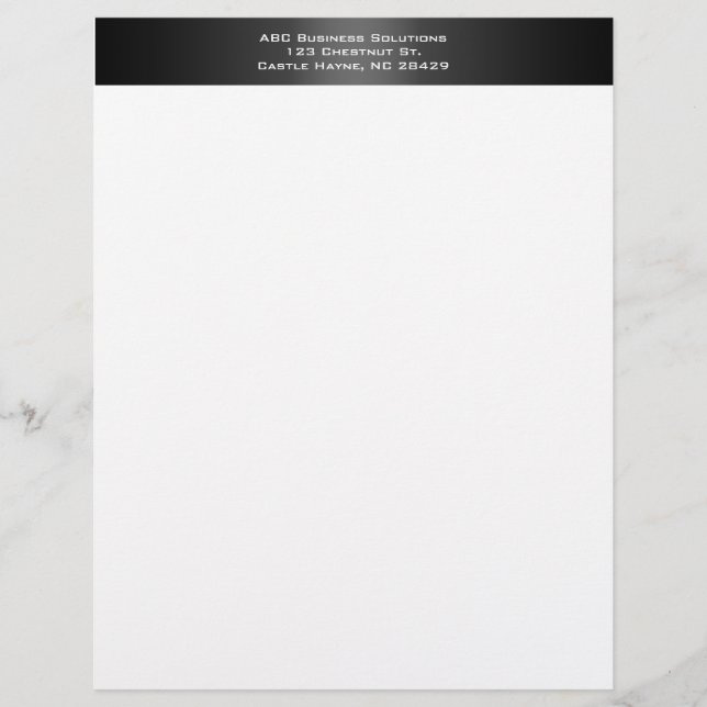 Membrete Letterhead comercial en blanco y negro (Anverso)