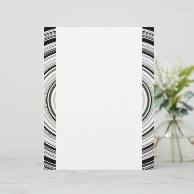 Membrete Letterhead De Espiral Negra Y Blanca (Anverso de pie)