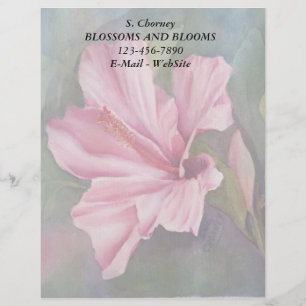 MEMBRETE LETTERHEAD DE PERSONALIZABLE PINK HIBISCUS