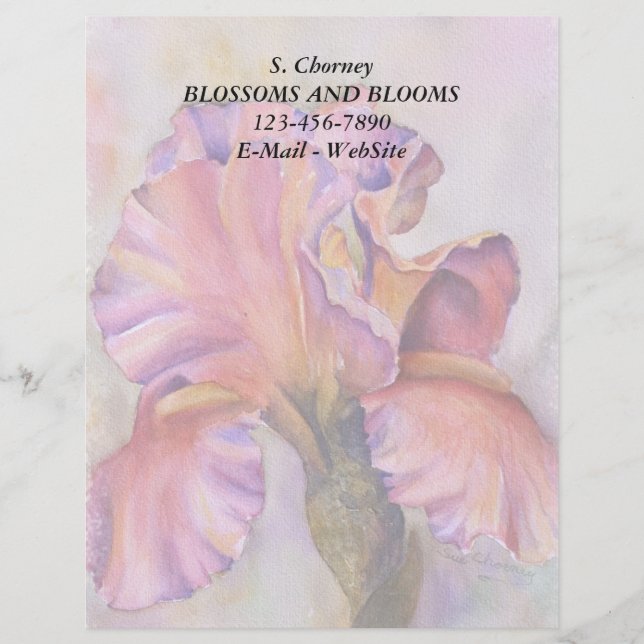 MEMBRETE   LETTERHEAD DE PERSONALIZABLE PINK IRIS (Anverso)