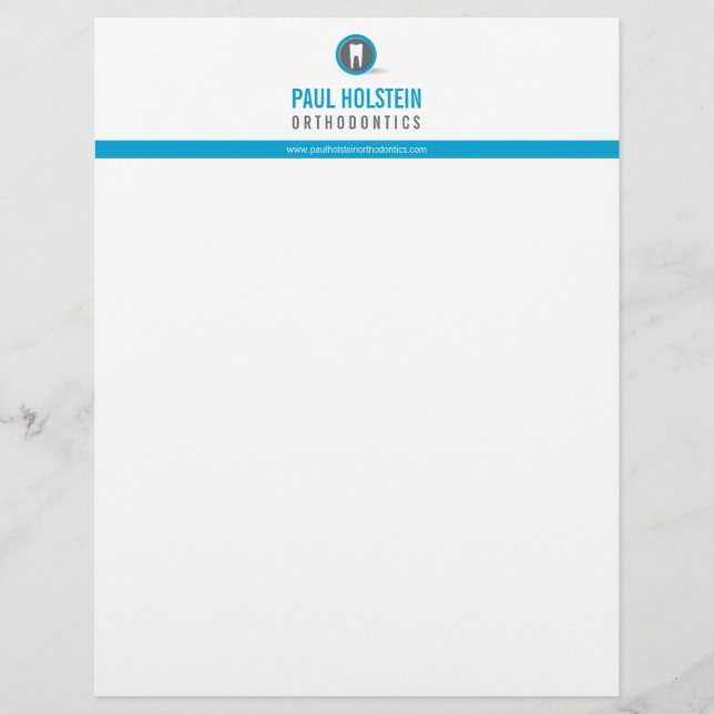 Membrete LETTERHEAD DENTISTA :: logotipo moderno dental azu (Anverso)