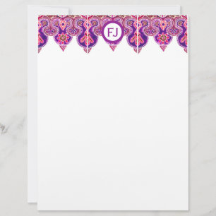 Membrete Letterhead estacionaria de borde púrpura