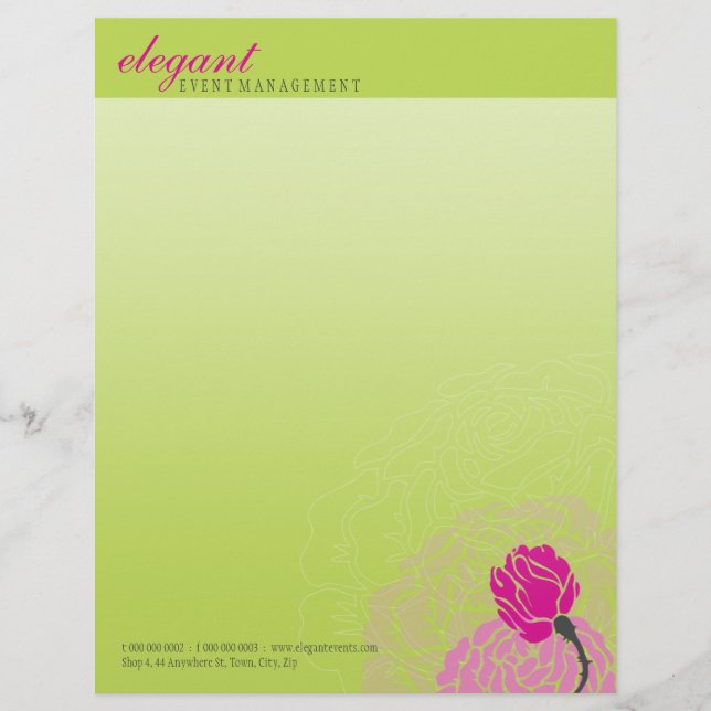 Membrete LETTERHEAD FLORAL ELEGANTE :: rosa elegante 6 (Anverso)