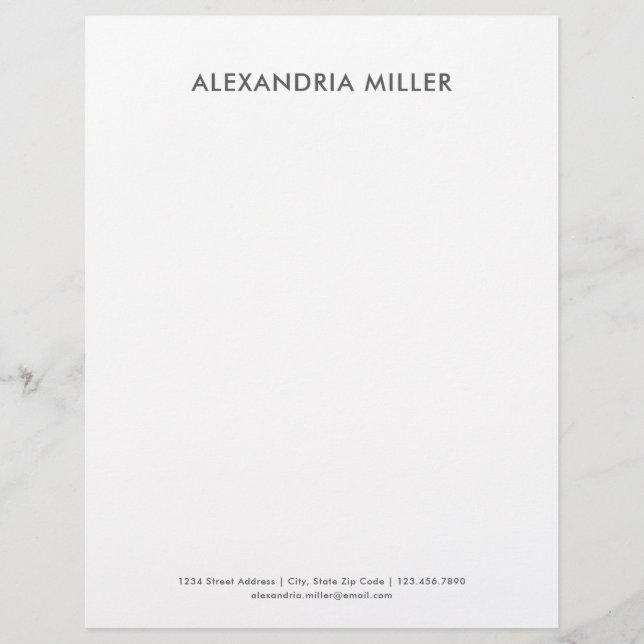 Membrete Letterhead Minimalista gris personalizada (Anverso)