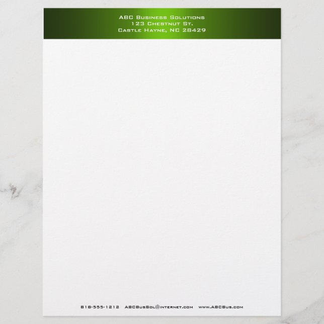 Membrete Letterhead Negra y Verde de Negocio (Anverso)