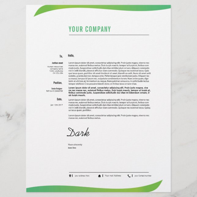 Membrete Letterhead profesional (Anverso)