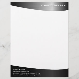 Membrete Letterhead profesional de acero inoxidable negro