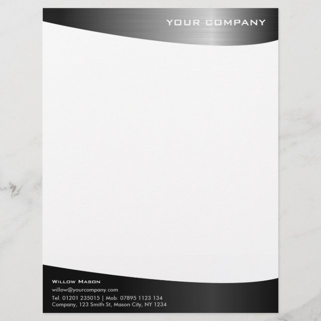 Membrete Letterhead profesional de acero inoxidable negro (Anverso)