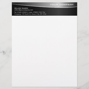 Membrete Letterhead profesional de acero inoxidable negro v