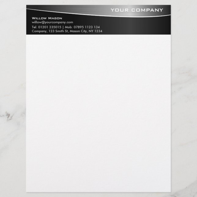 Membrete Letterhead profesional de acero inoxidable negro v (Anverso)
