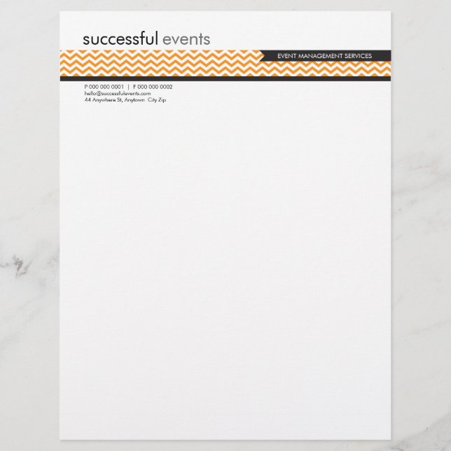 Membrete LETTERHEAD trendy negrita chevron strim naranja (Anverso)