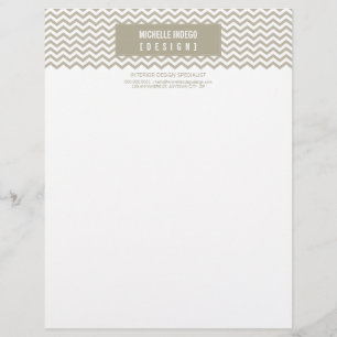 Membrete LETTERHEAD trendy negrita chevron stripe taupe