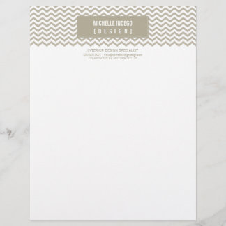 Membrete LETTERHEAD trendy negrita chevron stripe taupe
