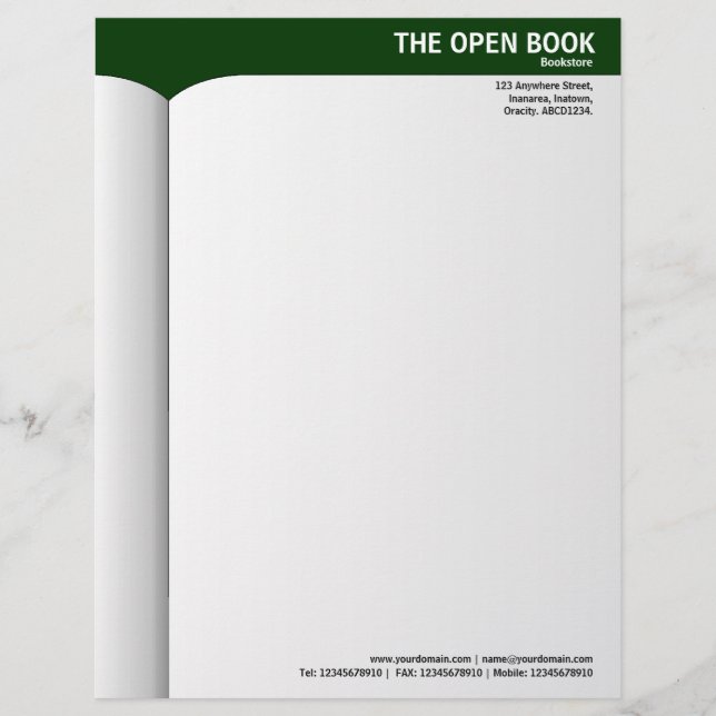Membrete Libro abierto - Verde oscuro 003300 (Anverso)