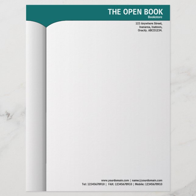 Membrete Libro Abierto - Verde Turquesa 006666 (Anverso)
