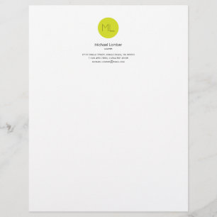 Membrete Lime Green Circle Monograma Top Lethead