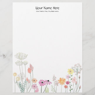 Membrete Linen de flores silvestres