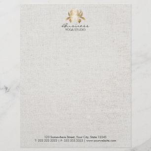 Membrete Lino de Lotus del oro elegante de la yoga y de la