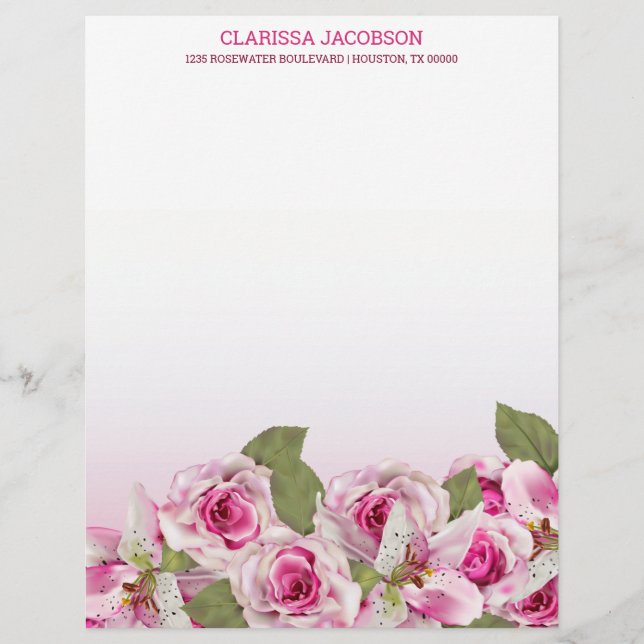 Membrete Lirio de tigres rosa (Anverso)