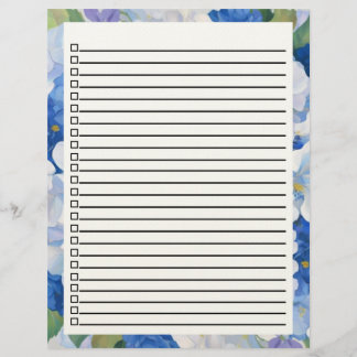 Membrete Lista de colores de las flores azules