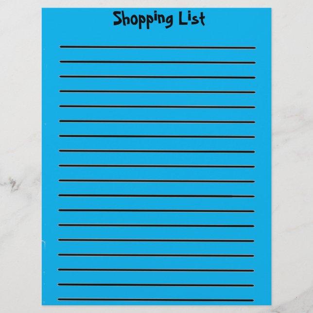 Membrete Lista de compras Letras Luz Azul (Anverso)