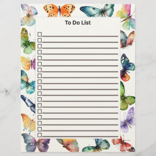 Membrete Lista de tareas con mariposas
