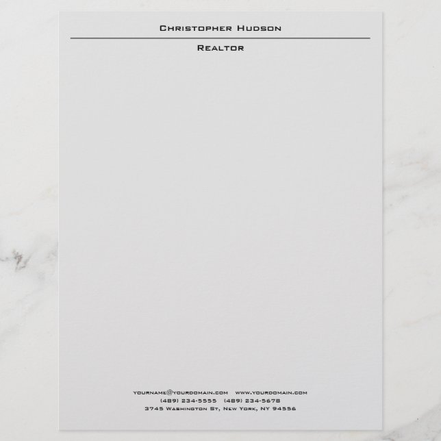 Membrete Llanura simple de gris claro profesional (Anverso)