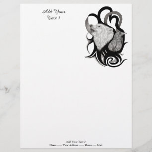 Membrete Lobo blanco con arte tribal de Raven