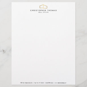 Membrete Logo casero moderno falso oro en blanco
