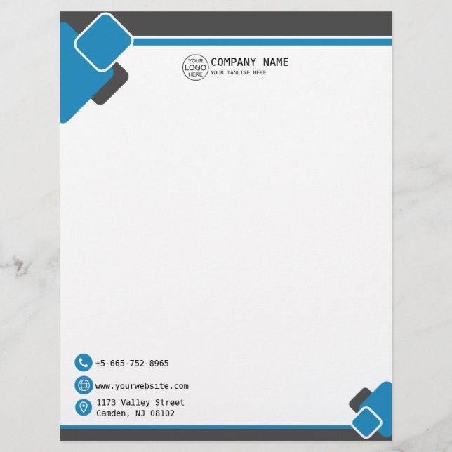 Membrete Logo de negocios azul moderno Cabezal de letra (Anverso)