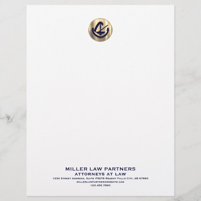 Membrete Logo Elegante de Oro de la Firma de Letras de pers (Anverso)